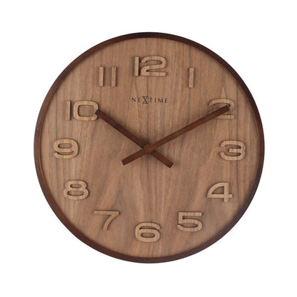 Nextime Ne-3096Br Wandklok Dia. 35 Cm, Hout, Bruin, 'Wood Wood Medium'