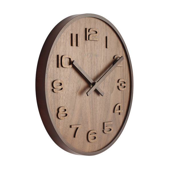 Nextime Ne-3096Br Wandklok Dia. 35 Cm, Hout, Bruin, 'Wood Wood Medium'