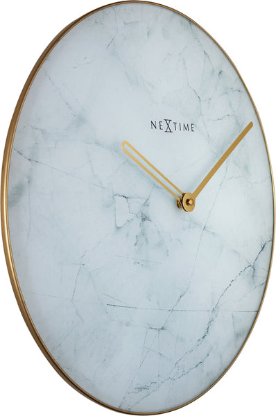 Nextime Ne-8189Wi Wandklok Marble Ø 40 Cm Wit