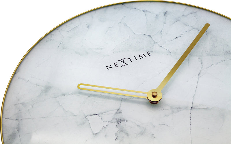 Nextime Ne-8189Wi Wandklok Marble Ø 40 Cm Wit