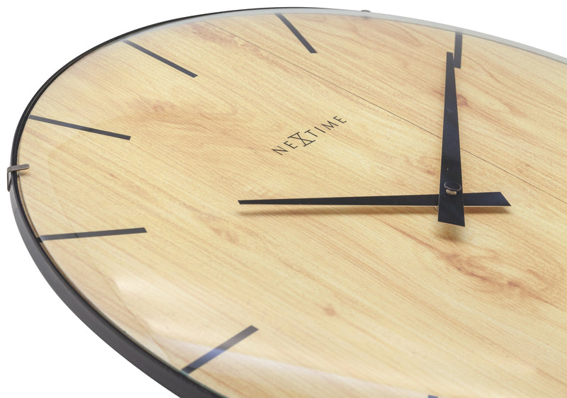 Nextime Ne-3249 Wandklok Edge-Wood-Dome Dia 35Cm Kunststof Licht Bruin