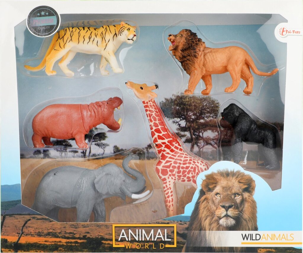 Animal World Wilde Dieren Olifant/Leeuw/Tijger/Gorilla/Giraffe/Nijlpaard