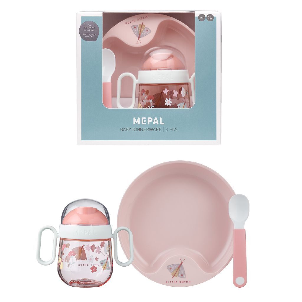 Mepal Servies Little Dutch Flowers And Butterflies 3-Delig Roze