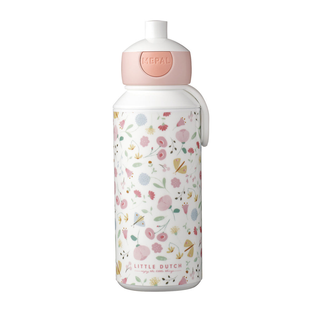 Mepal Campus Pop-Up Drinkfles Little Dutch Flowers And Butterflies 400 Ml Roze/Wit