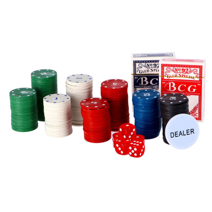 Pokerset in koffer 200 delig met 2 decks speelkaarten en fiches Doozies.nl